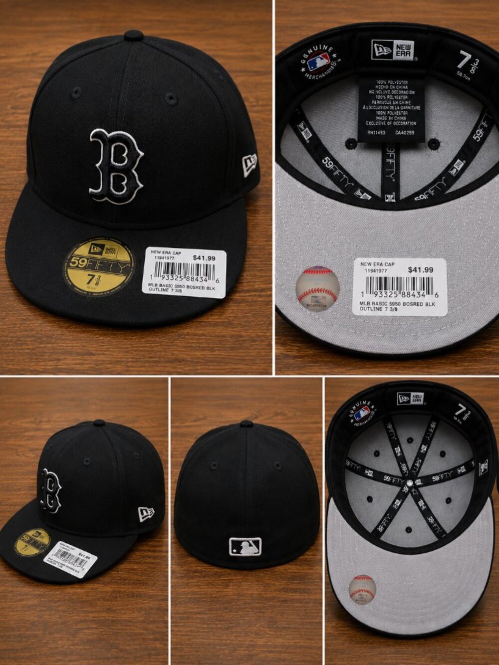 NWT New Era Boston Red Sox 59FIFTY Fitted Hat Black White